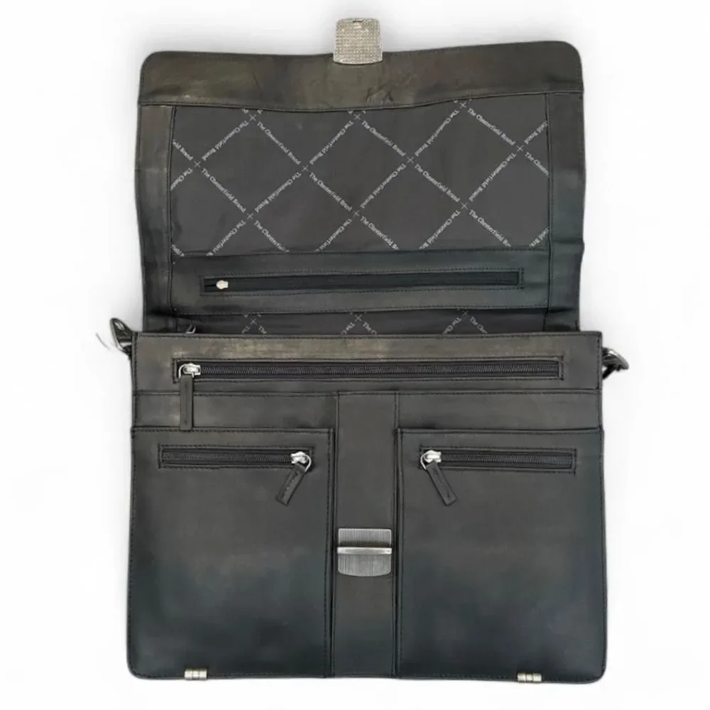 The Chesterfield Brand Joe Leather Briefcase 15.6 Laptop Bag Black Messenger